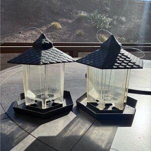 Hexagonal Green Bird Feeder with Clear Panels